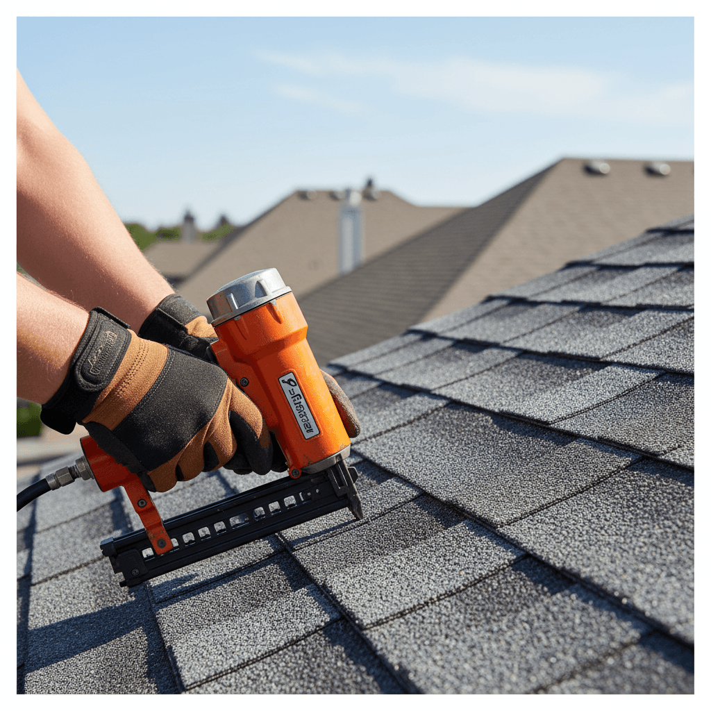 New roof shingles installed on residential home